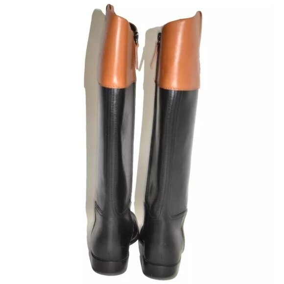 TORY BURCH DOUBLE T RIDING BOOT Black Bourbon Size 6.5 M DD440 - Picture 5 of 6